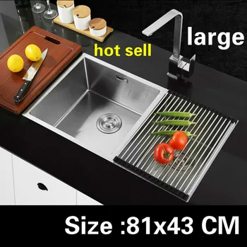 Best Free Shipping Household Kitchen Manual Sink Double Groove Do The Dishes Vogue 304 Stainless Steel Hot Sell 81x43 CM