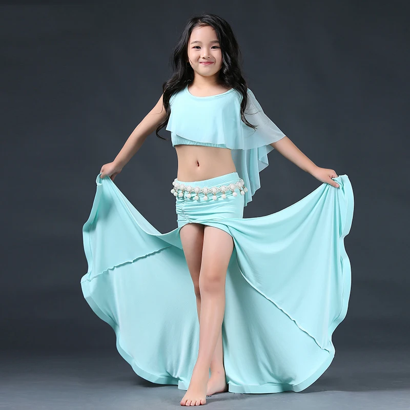 

Belly Dance Costume Set Girls Tops Gypsy Skirt Long Belly Dancing Children Oriental Dance Costumes Indian Clothes Kids DN2848