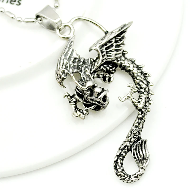 Dragon Wings Pendant Necklace 316L Stainless Steel For Men Women