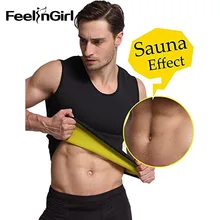 Feelingirl мужской пот тела формирователь жилет животик сжигатель жира для похудения сауна майка потеря веса Корректирующее белье Black-C5