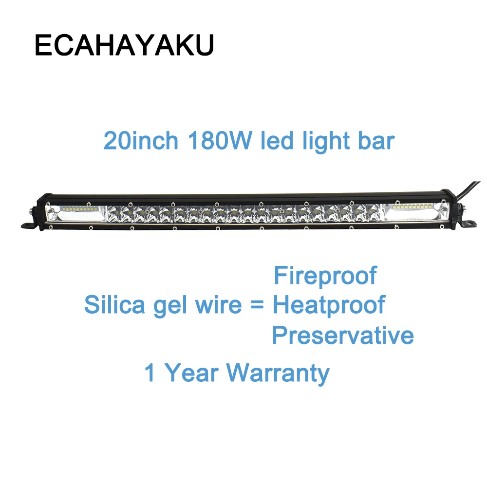 ECAHAYAKU " 21" 60 Вт 180 Вт Тонкий двухрядный светодиодный светильник для внедорожника 4WD грузовик Трактор Лодка прицеп 4x4 SUV ATV 12V 24V