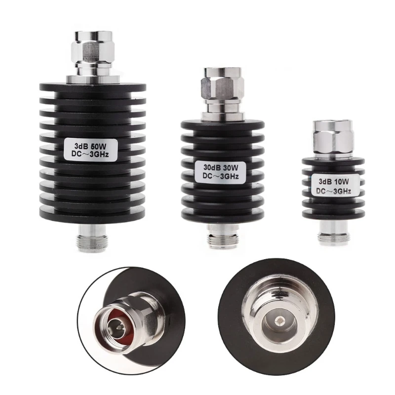 

40DB/30DB/20DB/10DB/3DB 50W N Type DC-3GHz Coaxial Fixed Attenuator Frequency 3GHz N Fixed Connectors -M52