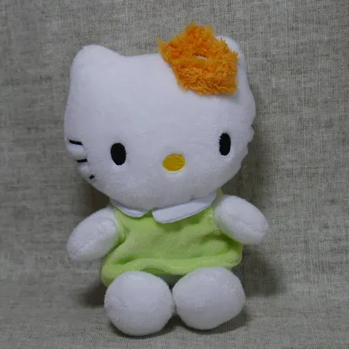 

in hand hello kitty in green dress stuffed plush doll toy 13cm 5"