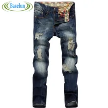 High quality men’s jeans hole Casual ripped jeans men hiphop pants Straight jeans for men denim trousers jeans men