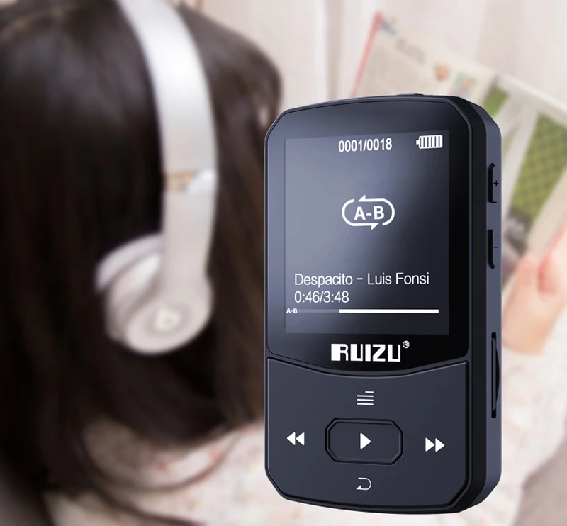 Новое поступление RUIZU X52 Спортивный Bluetooth MP3 плеер 8 Гб клип мини с экраном Поддержка FM, запись, электронная книга, часы, шагомер