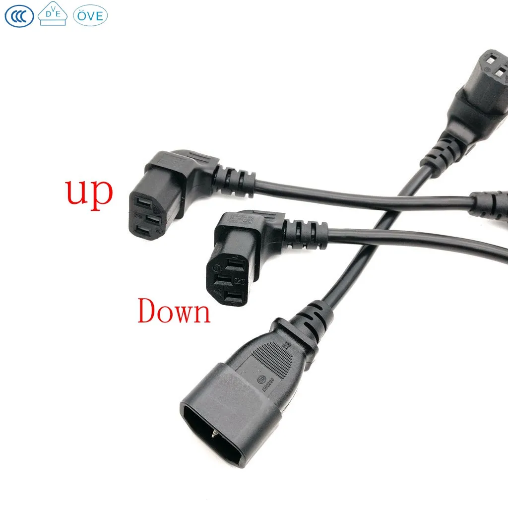 AC Power Cord IEC320 C14 Male to IEC320 C13 Female Up/Down Connector 0.33 Feet 10A/125V