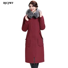 BJCJWF Winter Warm 90% White Duck Down Jacket Women Long Down Coat Padded Female Luxury Fur Collar Hooded Parkas doudoune femme BJCJWF Winter Warm 90% White Duck Down Jacket Women Long Down Coat Padded Female Luxury Fur Collar Hooded Parkas doudoune femme