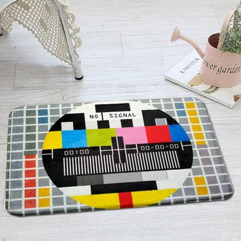 

Modern Creative TV Geometric Carpet Vintage Nostalgia Style Floor Doormat Thick Area Rugs Home Decor Living Room Bathroom Carpet