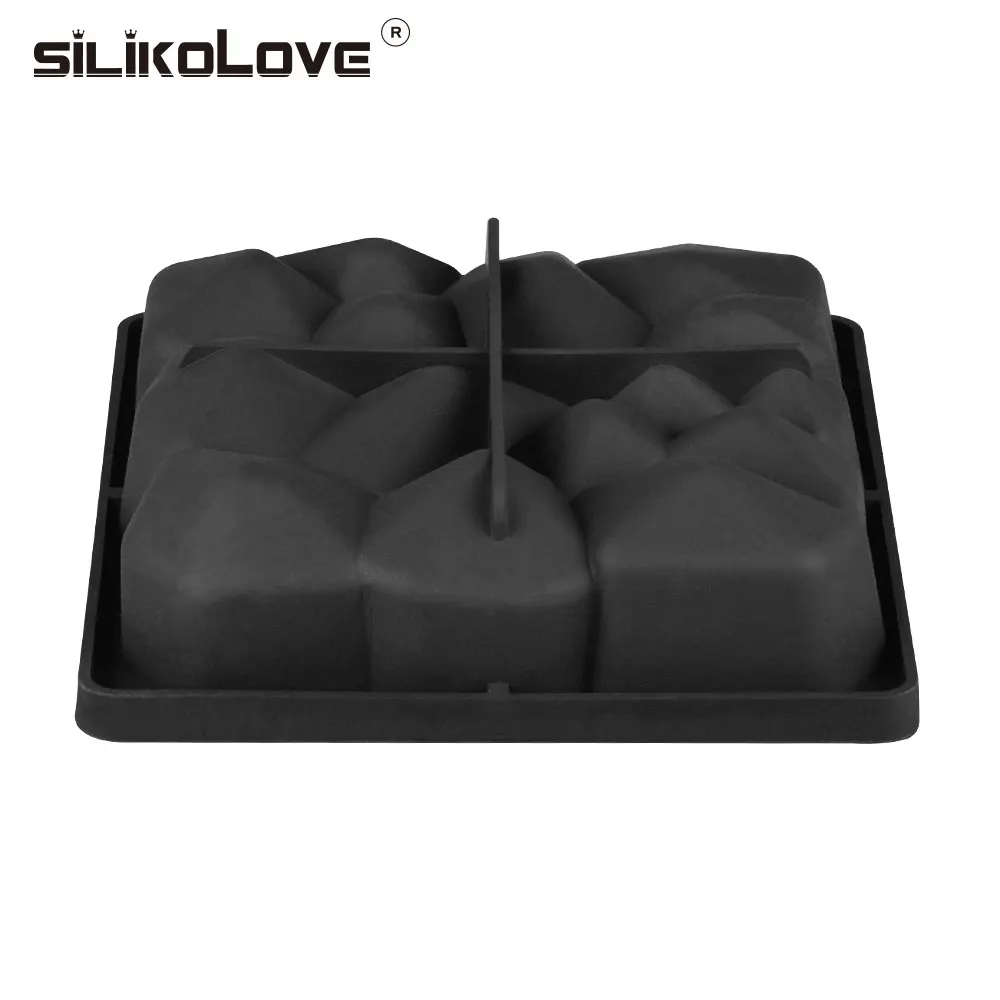 SILIKOLOVE квадратный камень формы 3d силиконовая форма для Мусса форма жаропрочная посуда для десерта сковорода украшения торта