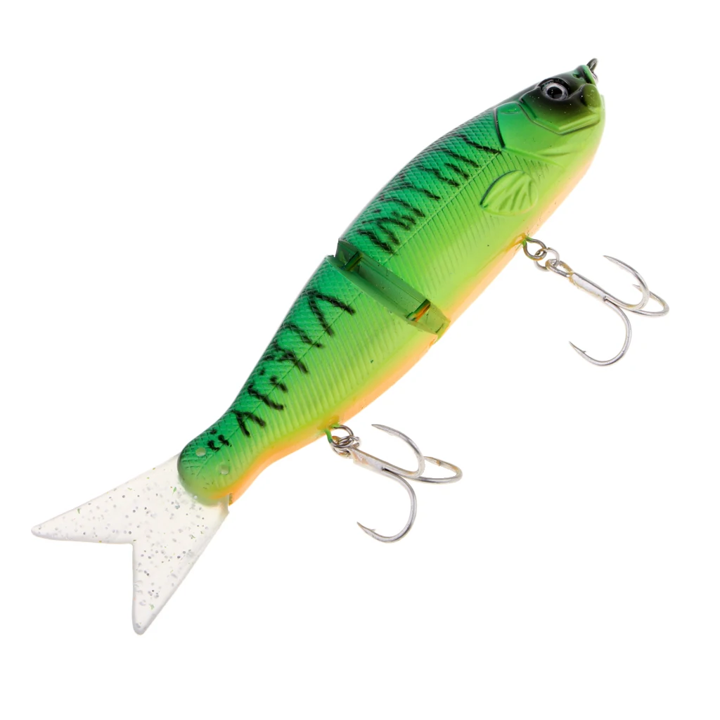 Artificial Bait Fishing 2-Section Multi Jointed Fishing Lures Swimbait with 2 Treble Hooks Minnow Crankbait Artficial Soft Bait