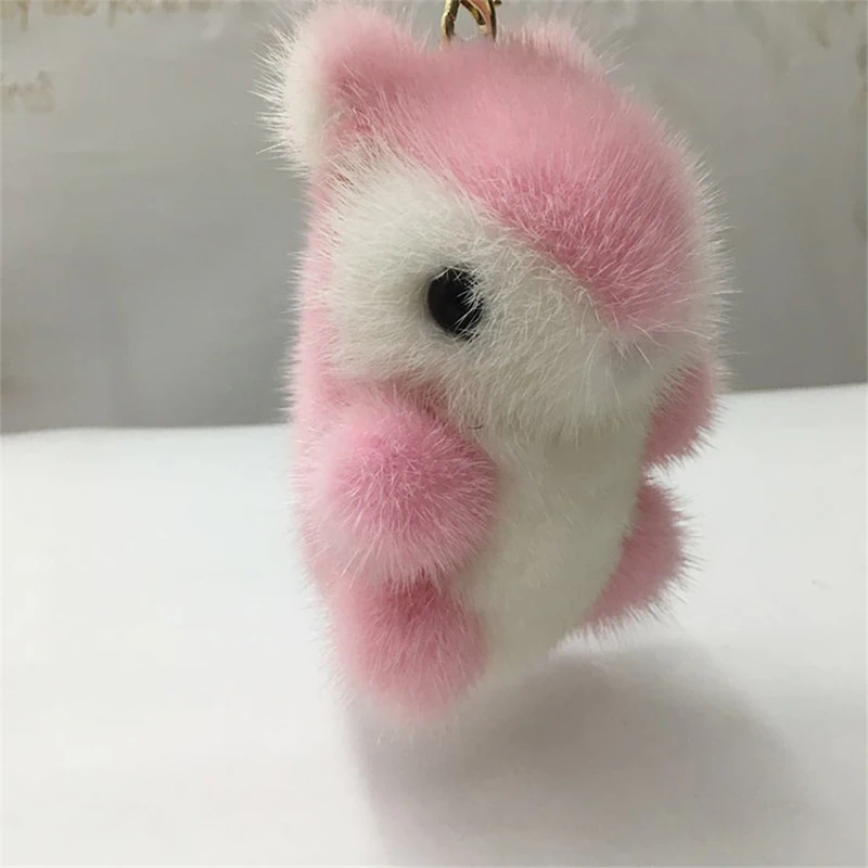 Брелок для ключей из 100% меха норки модный брелок с помпоном игрушка белка 12 см