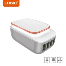 LDNIO USB Phone Charger 4 Ports Wall Charger 5V 4.4A Output EU/US/UK Plug for Xiaomi iPhone 7 Samsung Galaxy Travel Charger