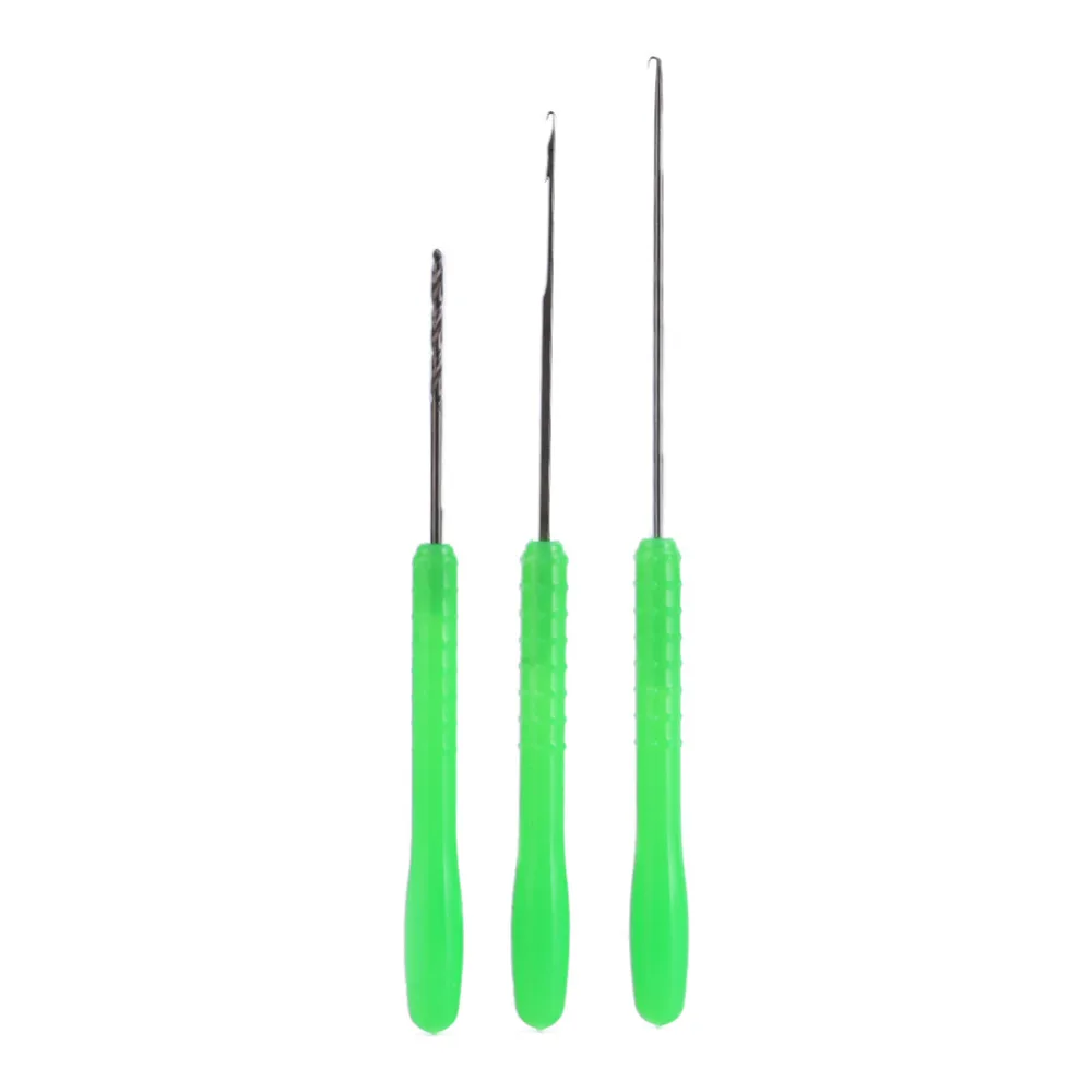 

High Carbon Steel 3 in 1 Fishing Bait Needle Tool Set Bait Drilling Hook Needle For Making Rigs Fishing Rigging Tool