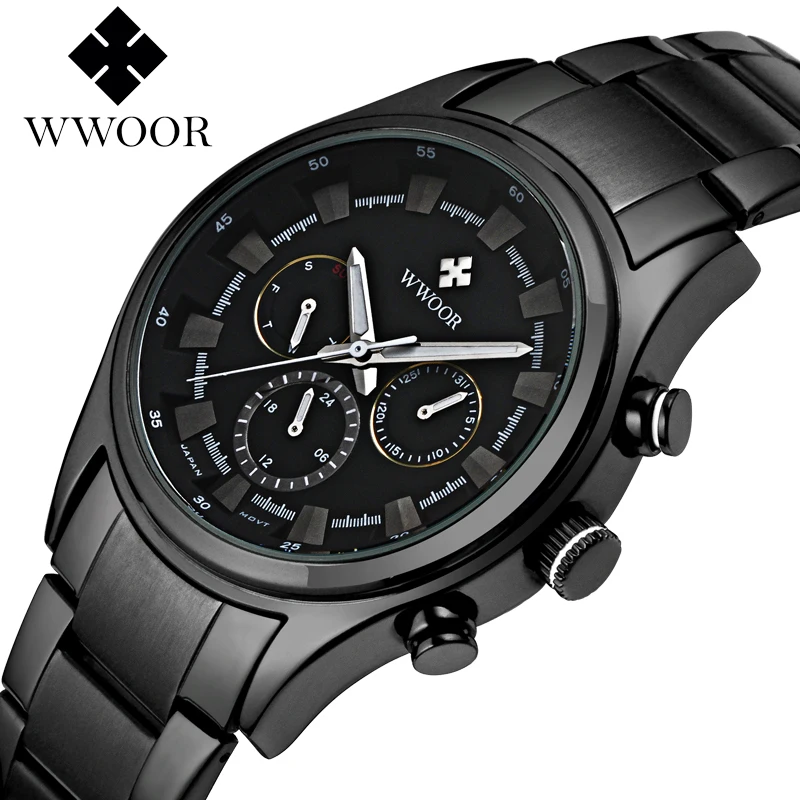 

2017 Fashion WWOOR Quartz Watch Multifunction Simulate Men's Waterproof Stainless Steel Watch - 24 H / Week / Date Men's Watch