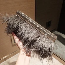 Элитная страусиные перья, сумка в руку, вечерняя сумки Для женщин сумка кошелек известного бренда ужин вечерние сумка-клатч со стразами для женщин