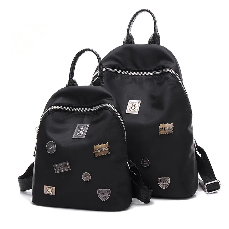Women Oxford Backpacks Travel leisure should bags waterproof Nylon Satchel lady black sac bandouliere rivet mochila