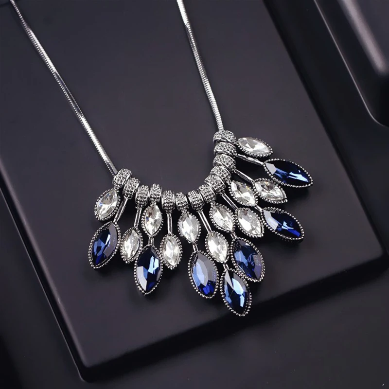 

RAVIMOUR Chokers 2017 Crystal Necklace for Women Fashion Jewelry Silver Color Chain Statement Necklaces & Pendants Collier Femme