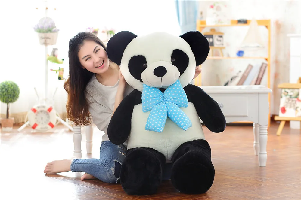 stuffed plush toy huge 120cm bowtie panda plush toy soft hugging pillow Christmas gift b0499