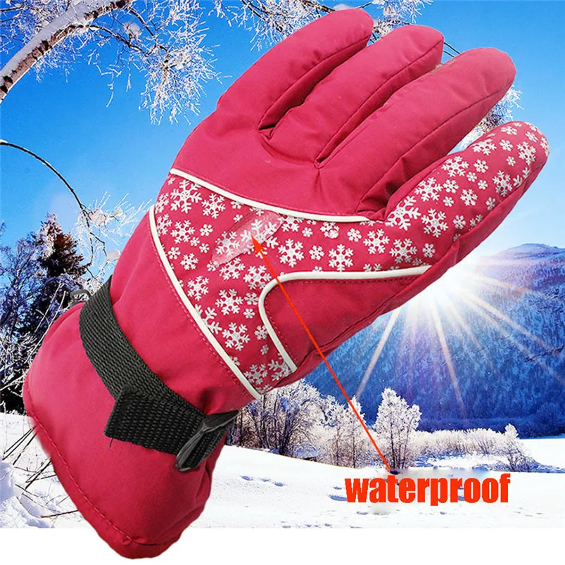 New Winter Women's Warm Gloves Adjustable Waterproof Windproof Snowboard Skiing outdoor Sports Gloves Accessories #4S26 (8)