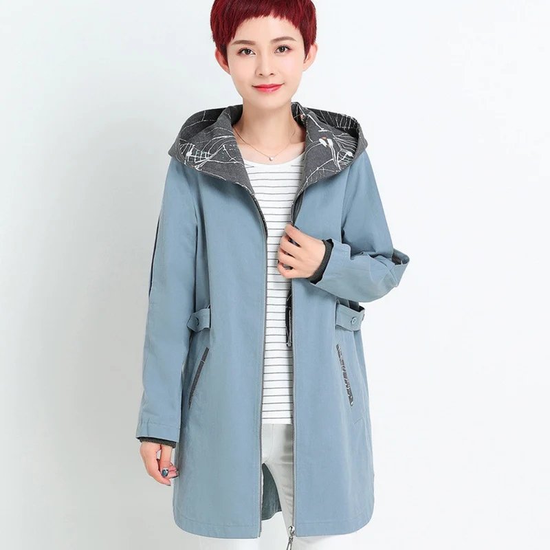 2018 New arrival long hooded trench coat women Adjustable Waist fashion female overcoat plus size 4xl high quality outerwear top