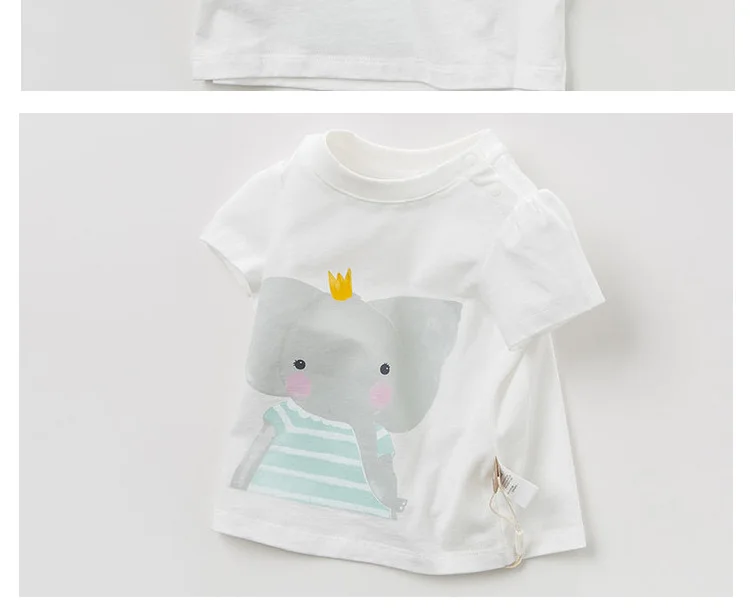 DBM10390 dave bella/Летняя футболка с животными для маленьких девочек детские топы с милыми рисунками, высококачественный пуловер для девочек модные детские футболки