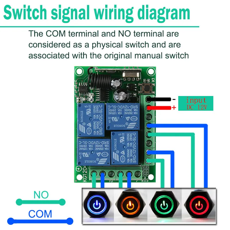 KTNNKG 433 МГц DC 12 В 10 А 4 банда дистанционного релейного модуля беспроводной умный дом светильник переключатель приемник комплект РЧ передатчик Прямая поставка