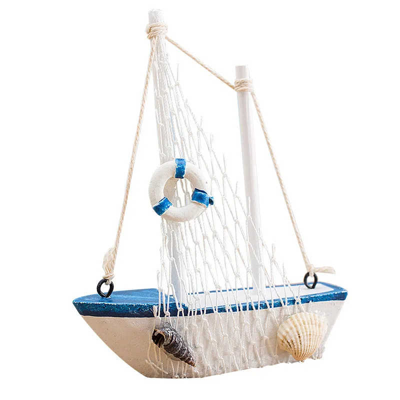 

Mediterranean style 14cm boat sail model handmade creative home decoration ornaments