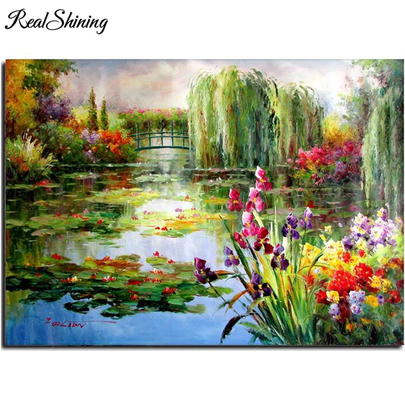 

Diy Diamond Painting Cross Stitch Claude Monet Colorful Water Lily Full Rhinestones Mosaic Inlay Diamond Embroidery art FS5974