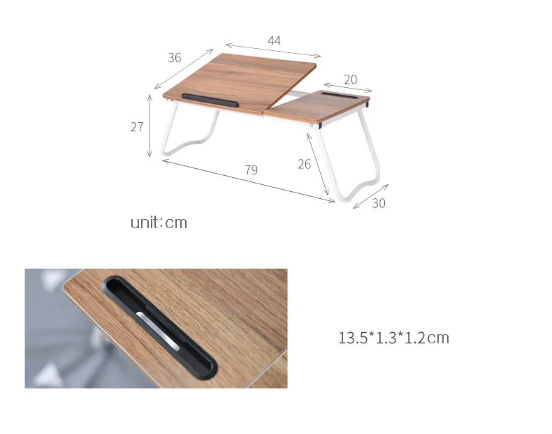Складной компьютерный стол, регулируемый наклон, портативный стол для ноутбука, для дома, общежития, ленивая кровать, Настольная полка с разъемом для мобильного телефона mx6011341