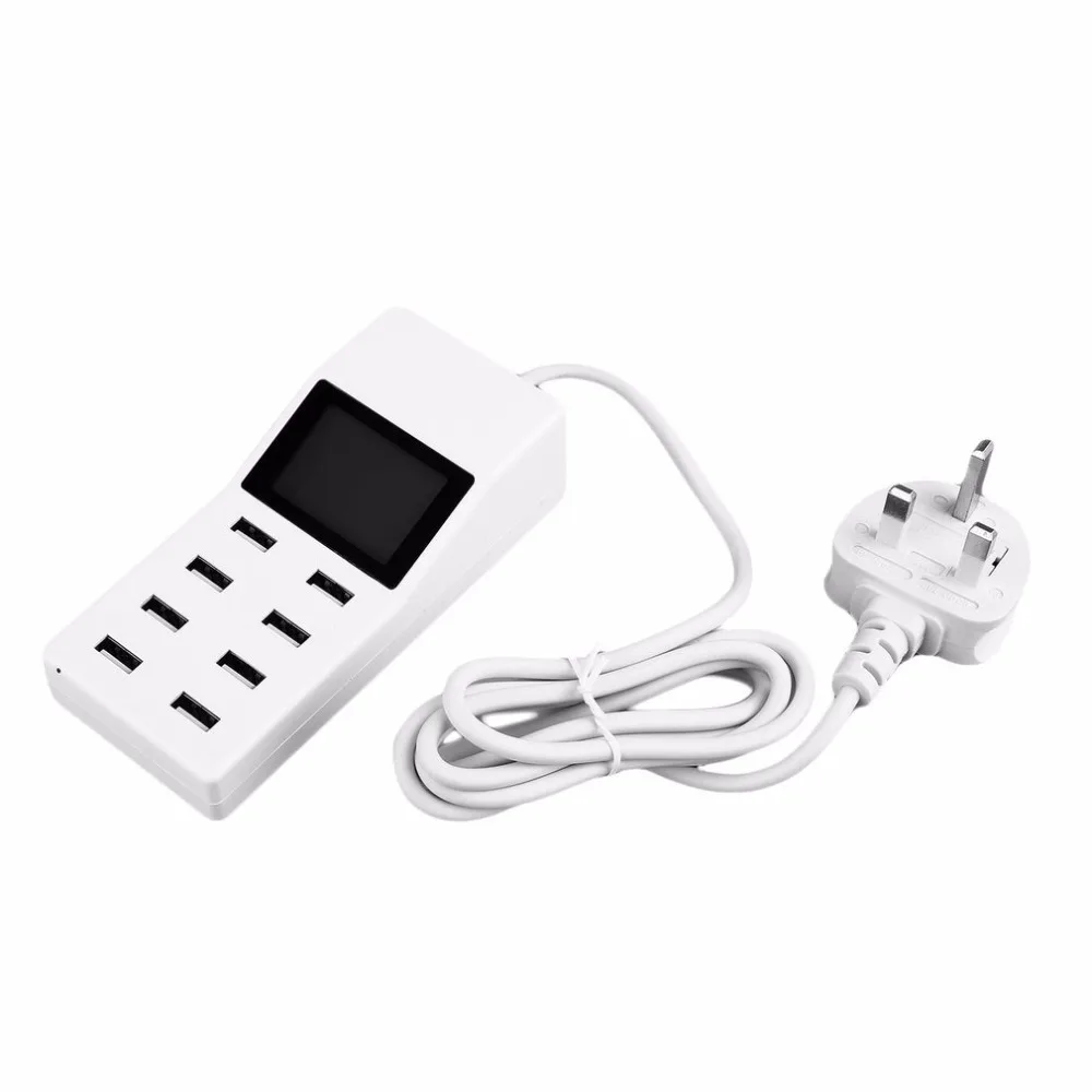 8 Port USB Charger Socket Electric Outlet Power Adapter Fast Charging With Smart LED Display Indicative Function