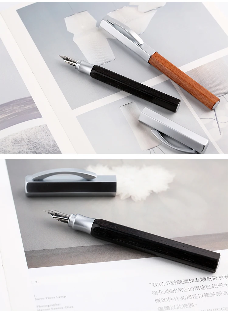 Шестиугольная розовая перьевая ручка Extra Fine маленькая изогнутая перьевая серебряная крышка чернильные ручки с футляром для ручки лучший