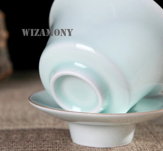 Самые низкие цены! 150 мл wizamony Celadon синий порошок Gaiwan Чай горшок высококачественные шлепанцы; горячая Распродажа Чай набор чаша поднос чашки