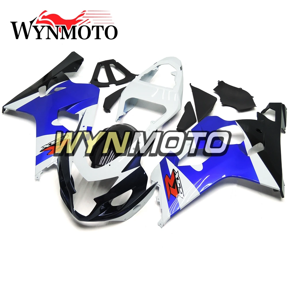 Полный сине-белые Набор для черного корпуса для Suzuki GSXR600 750 K4 2004-2005 Кузов ABS Пластик впрыска Новая мотоциклетная обувь обтекатели