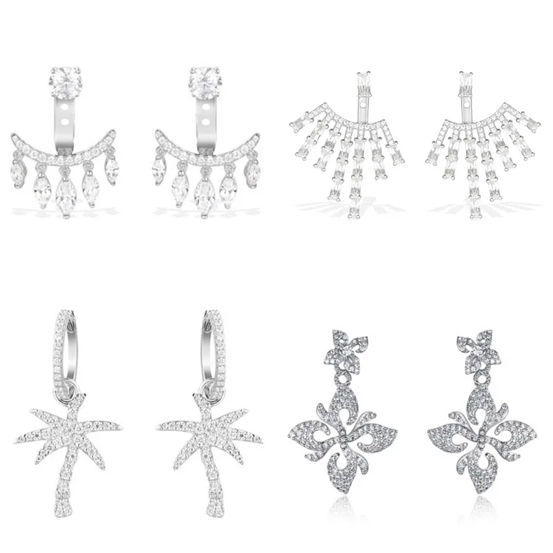 

Fashion Charm 100% Sterling Silver Original 1:1 High Quality Silver Symmetrical Coconut Trees Earrings Women Jewelry Free Mail