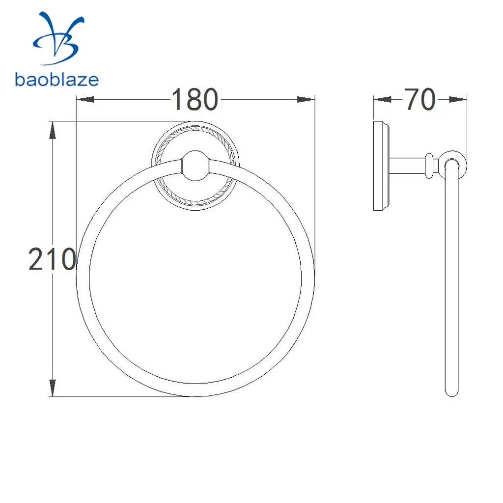 Baolaze большая вешалка для полотенец, вешалка для ванны, крючок настенный для ванной комнаты, черная латунь-1 линия, 2 линии, круглые кольца