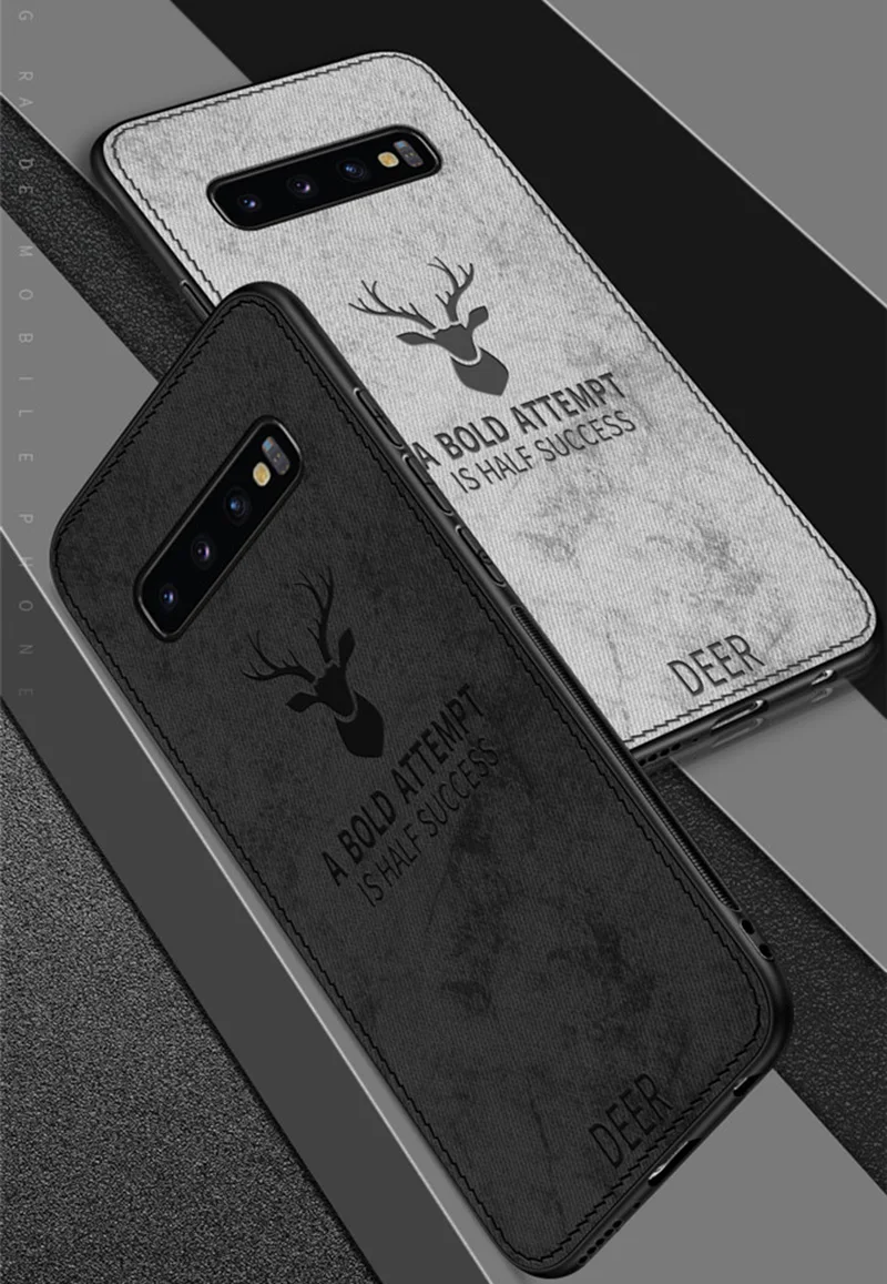 

anti-finger cloth pattern phone case for Samsung Galaxy S10 cases deer design cover plastic back covers tok husa kryt hoesje