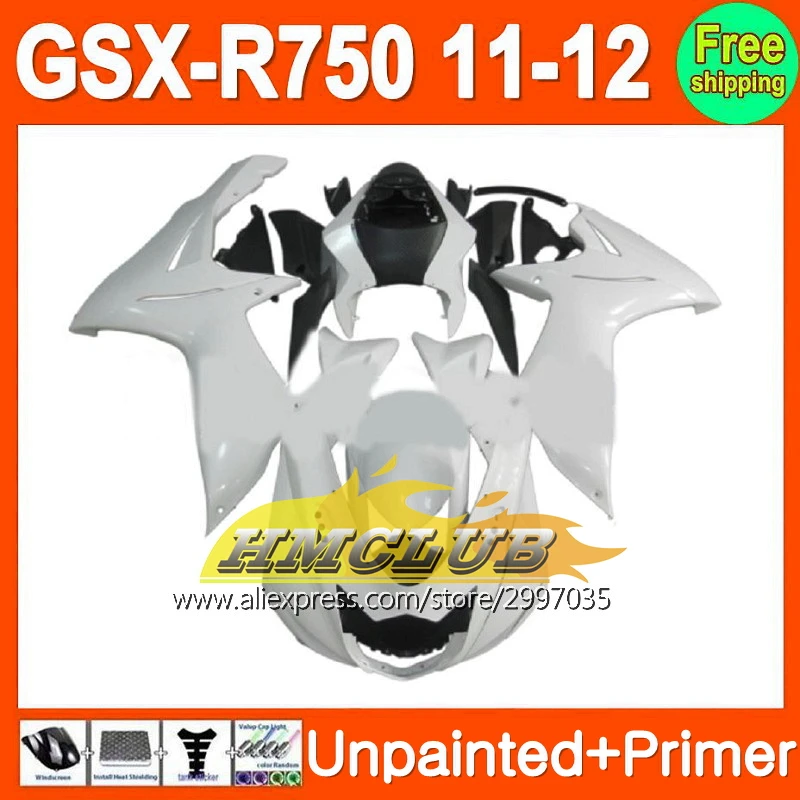 Неокрашенный обтекатель Bodys + праймер для SUZUKI GSX-R750 11-12 GSXR750 GSXR 750 GSX R750 11 12 2011 2012 2011-2012