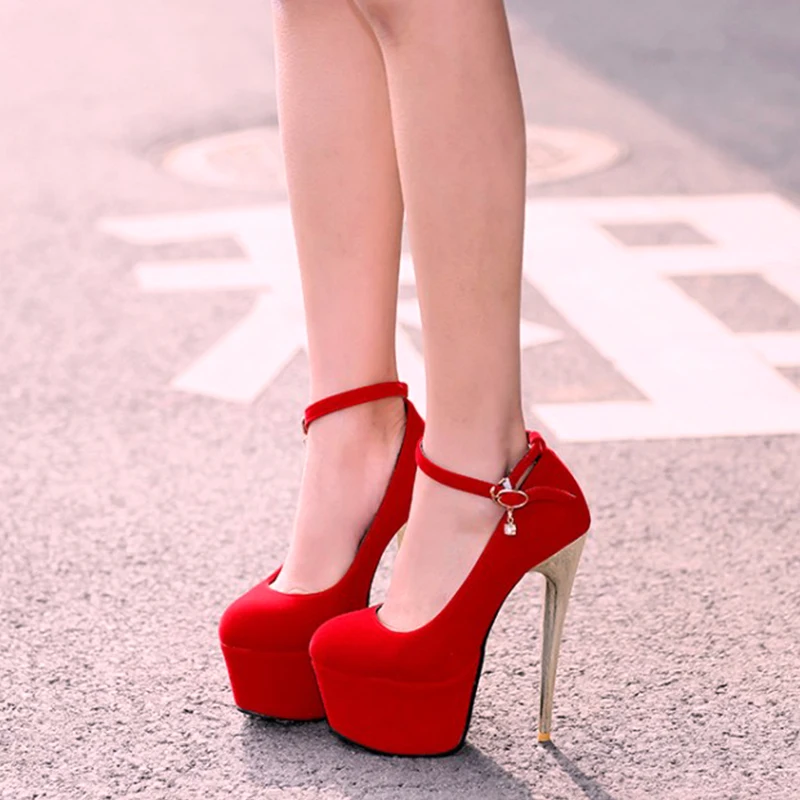 

SARAIRIS 2019 Thin Heeled Big Size 43 Platform women's Shoes Woman Sexy Red Black 15.5CM High Heels Party Prom Pumps