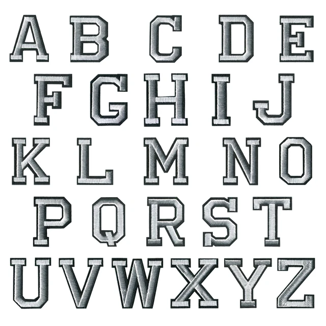 1pc A Z白い糸と黒の背景英語のアルファベットの混合刺繍バッジ衣類用のパッチに鉄製の高さ48mm Aliexpress