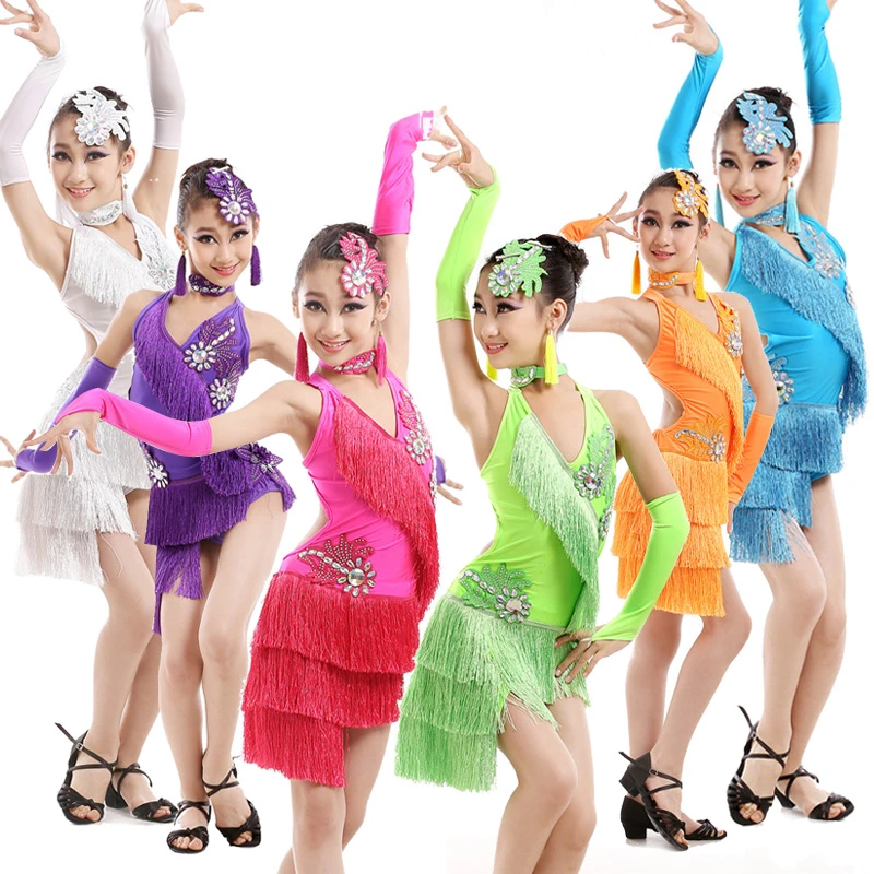 Vestito Da Ballo Latino Delle Ragazze Dei Bambini Della Frangia Del Vestito Di Strass Nappa Cha Cha Rumba Samba Dei Vestiti Del Bambino Bambini Costumi Dancewear Q4056 Latin Dance Dress Cha Chagirls Latin Dance Dress