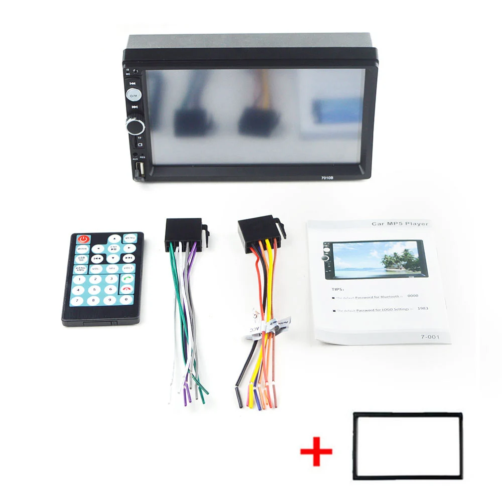 Автомобильный Радио HD " сенсорный экран стерео 2 Din Bluetooth FM ISO мощность SD USB Aux вход Mp5 плеер нет или с камерой авто стерео - Цвет: with frame
