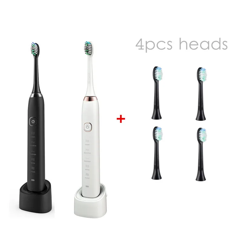 

Sarmocare S100 electric Toothbrush 5 models with 4 brush heads Wireless rechargeable IPX7 Waterproof with Portable Travel case