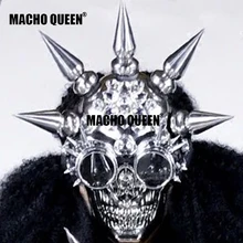 Голографическое зеркало сжигание человек Спайк Череп Маска Костюм летний фестивальный рейв одежда снаряжение