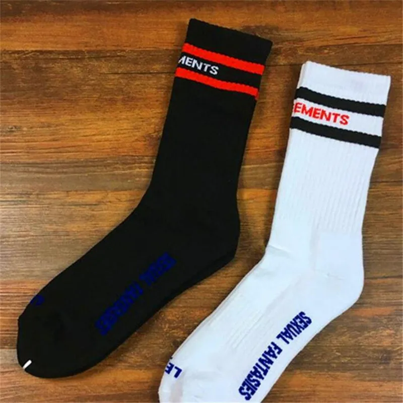 2018ss новая лучшая версия Для мужчин s носки Vetements скейтборды в полоску средней