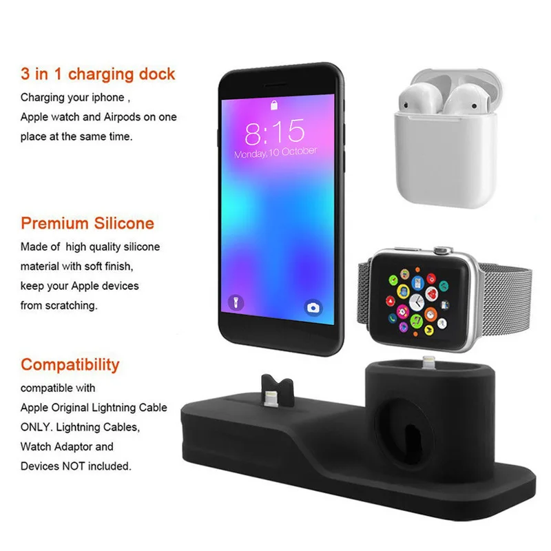 Беспроводное зарядное устройство Qi для Apple watch 1 2 3 iPhone XS Max XR X 8 Plus AirPods быстрая
