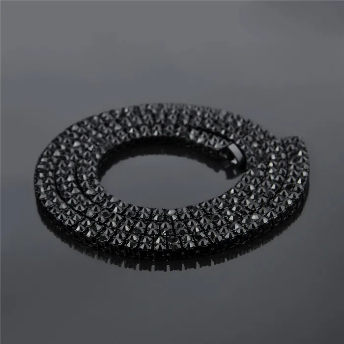 В стиле «хип-хоп» Bling льдом 2 ряда теннисные ожерелья Для женщин Для мужчин золото серебристый, Черный Полный AAA стразы украшения 20/24/30 дюймов цепи - Окраска металла: Black Gun Plated