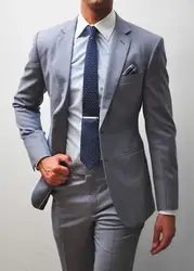 Высокое качество серый Бизнес костюмы для торжественных случаев Нарядные Костюмы для свадьбы для Для мужчин 2 шт. дружки костюмы Slim Fit