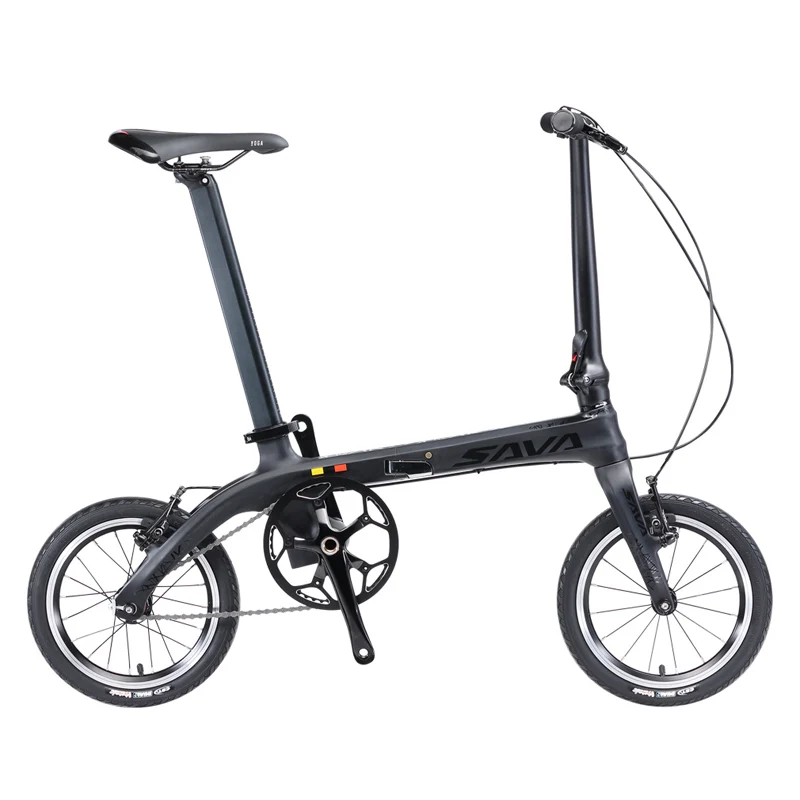 Складной велосипед SAVA, складной мини велосипед, 14 дюймов, углеродное волокно, детский велосипед, мини городской велосипед, складной велосипед с фарами - Цвет: Black