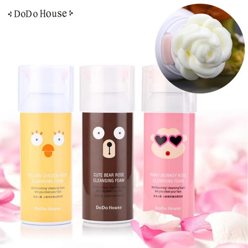 

Rose Cleansing bubble Facial Cleanser Moisturizing Whitening Skin Rich Foaming Shrink Pores Skin Care Makeup Deep Remover Foam