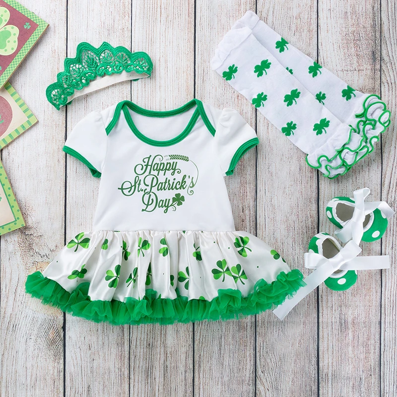 Raisvern St Patrick/платье для маленьких девочек комплекты хлопковой одежды с зелеными